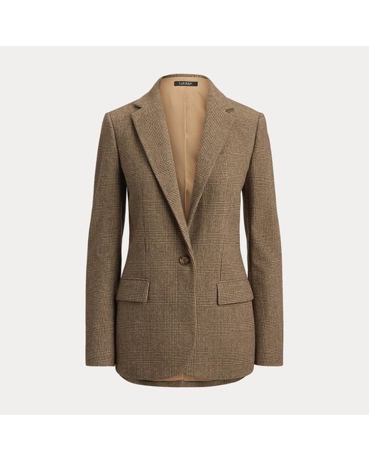 Ralph Lauren Brown Glen Plaid Wool Twill Blazer