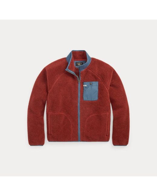 RRL Red Wool-Blend Pile Fleece Jacket for men