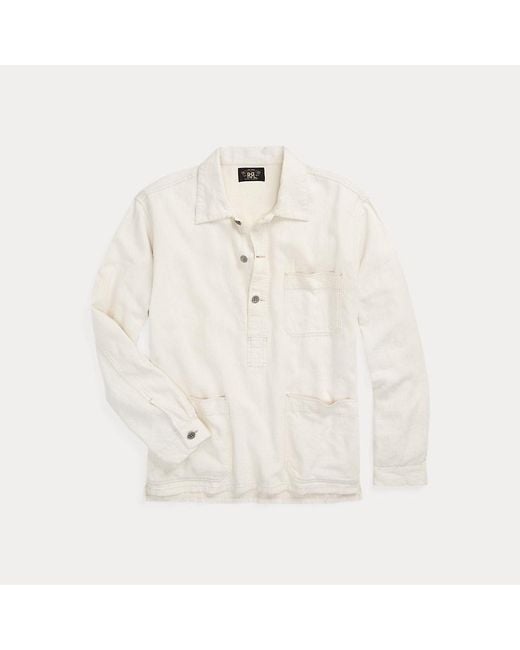 Camicia popover in lino e cotone di RRL in White da Uomo