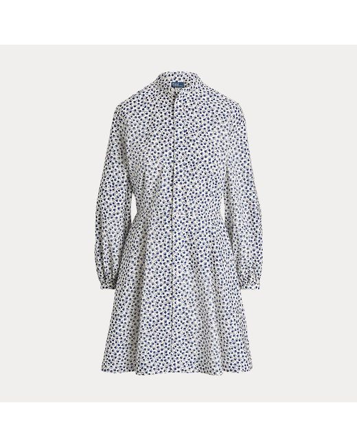 Polo Ralph Lauren Gray Geblümtes Kleid aus Popeline