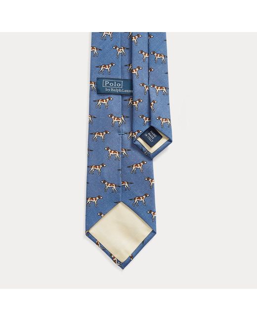 Polo Ralph Lauren Blue Dog-Print Wool Challis Tie for men