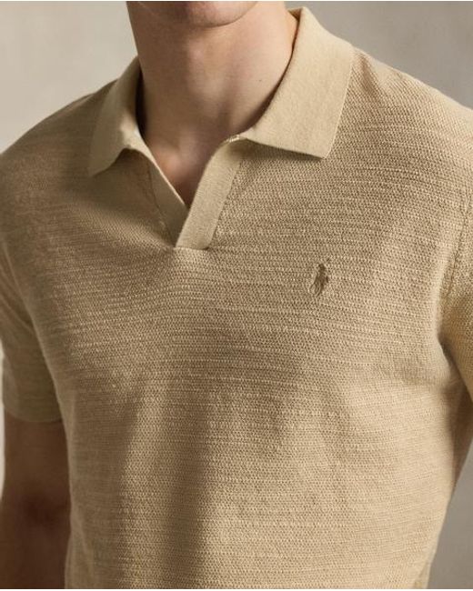 Polo Ralph Lauren Natural Cotton-Linen Polo-Collar Jumper for men
