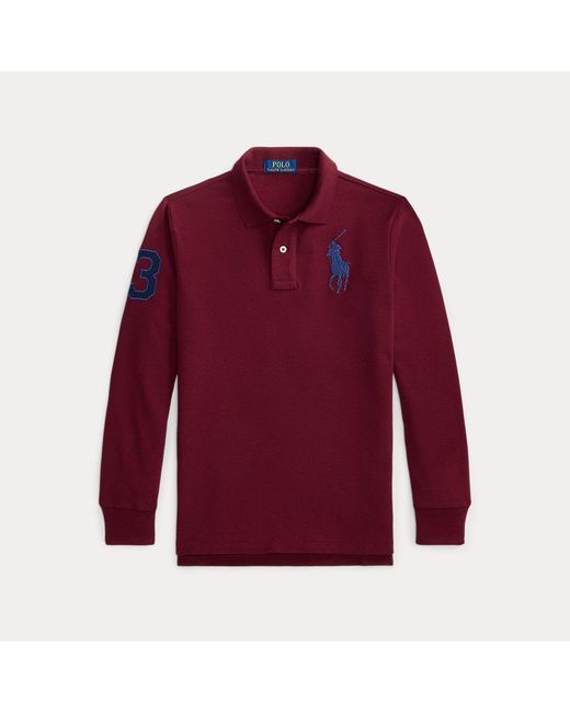 Polo Ralph Lauren Red Ralph Lauren Boy's Big Pony Mesh Long-Sleeve Polo Shirt for men