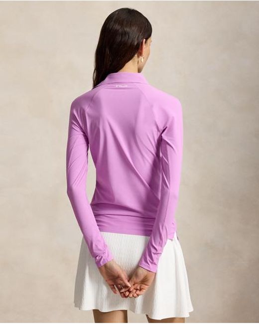 Ralph Lauren Purple Slim Fit Performance Long-Sleeve Polo