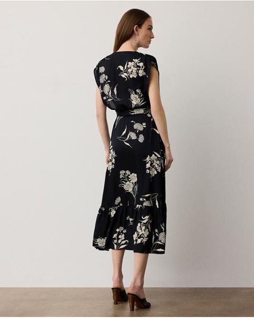 Ralph Lauren Black Damian Floral Satin Day Dress