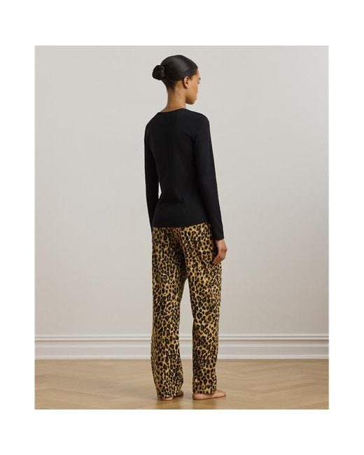 Ralph Lauren Leopard Print Knit Fleece Pyjama Set in Brown Lyst UK