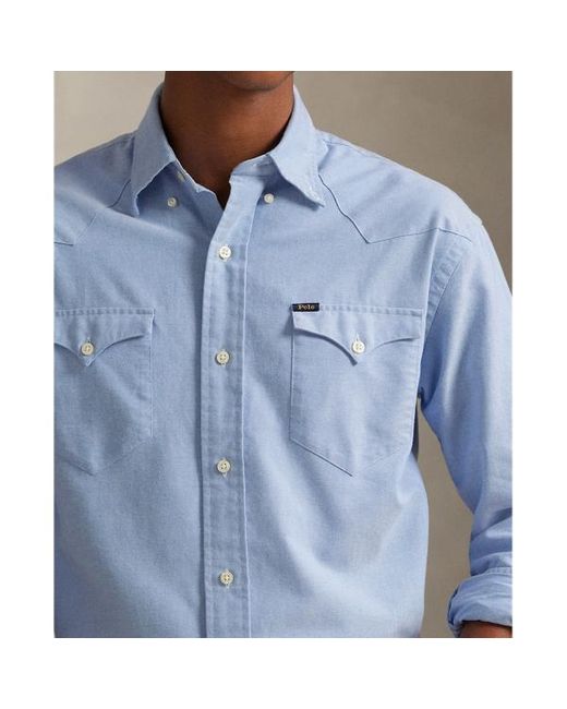 Camicia Oxford western Classic-Fit di Polo Ralph Lauren in Blue da Uomo