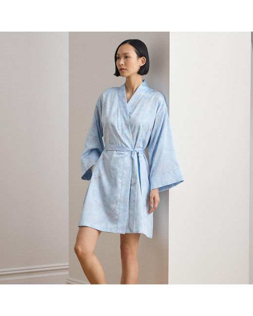 Ralph Lauren Blue Paisley Satin Robe
