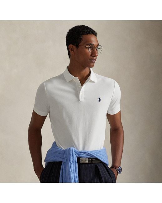 Polo Ralph Lauren Custom-Slim-Fit Piqué-Poloshirt in White für Herren