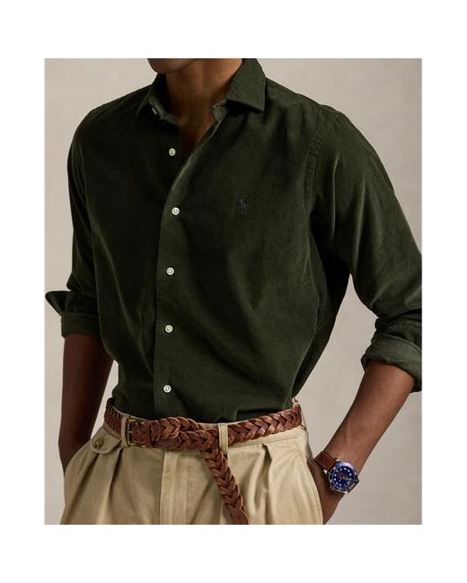 Camicia in velluto a coste Custom-Fit di Polo Ralph Lauren in Green da Uomo