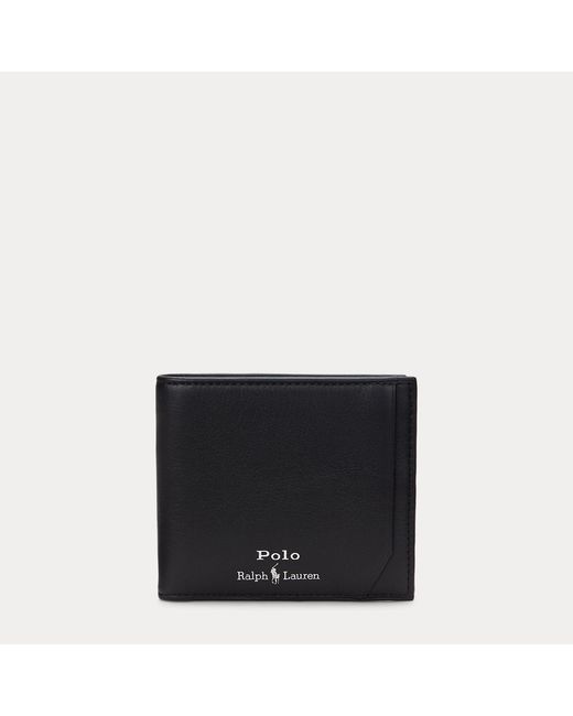 Polo Ralph Lauren Black Smooth Leather Billfold Wallet for men