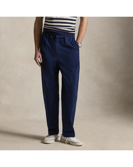 Ralph Lauren Blue Relaxed Fit Twill Officer's Trousers for men
