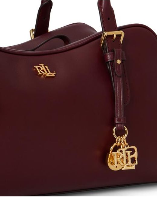 Ralph Lauren Purple Large Leather Marcy Zip Satchel