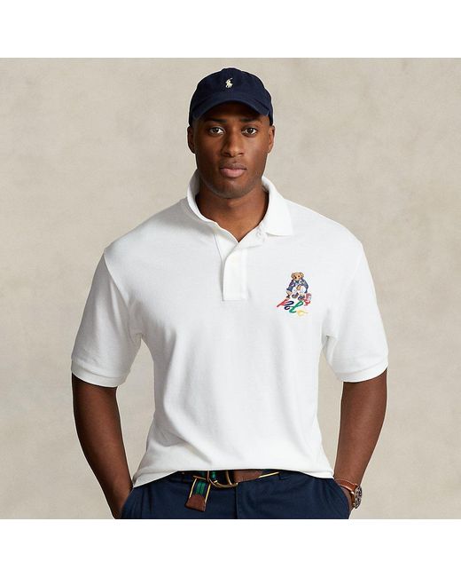 Ralph Lauren White Big & Tall - Polo Bear Mesh Polo Shirt for men