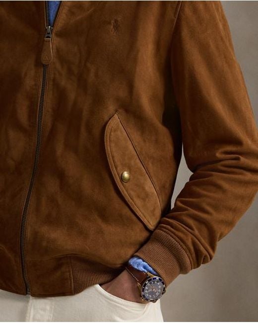 Polo Ralph Lauren Bomberjacke Aus Wildleder in Brown für Herren
