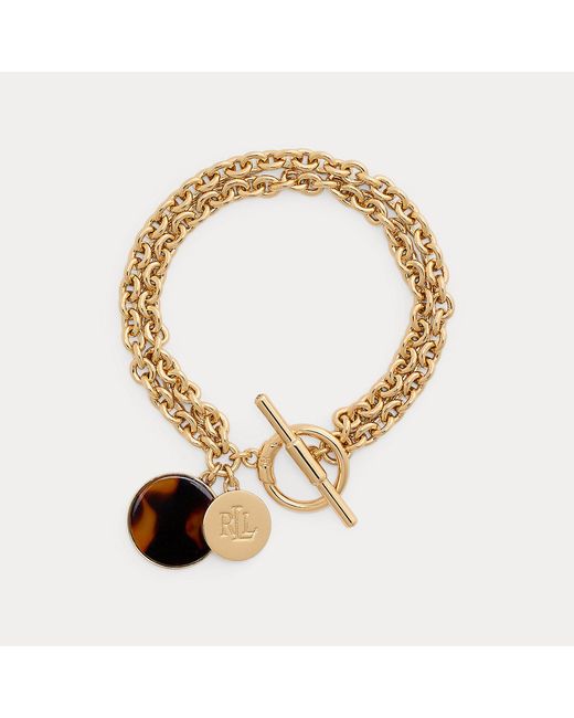 Ralph Lauren Metallic Logo & Tortoiseshell Charm Bracelet