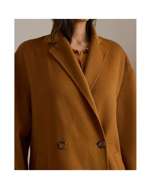 Cappotto a doppio petto in misto lana di Ralph Lauren in Brown