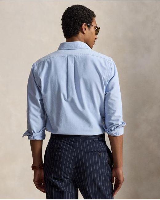 Polo Ralph Lauren Blue Custom Fit Polo Bear Oxford Shirt for men