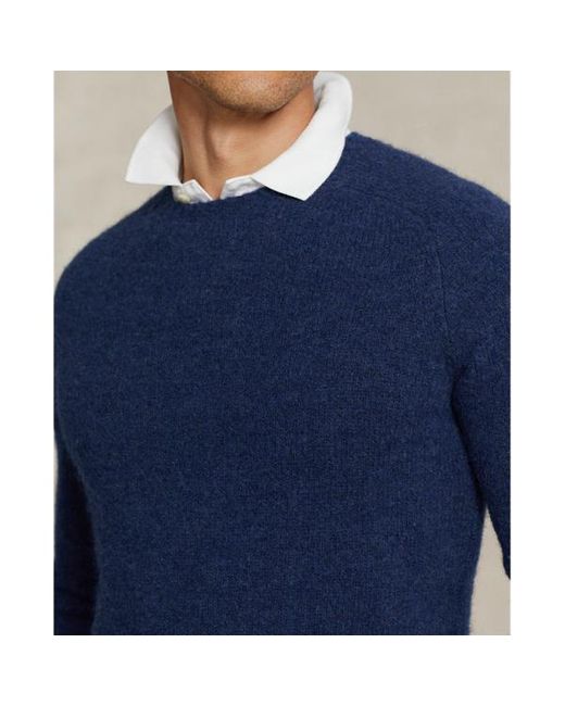 Ralph Lauren Blue Suede-patch Crewneck Sweater for men