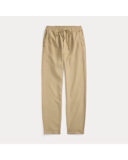 Polo Ralph Lauren Natural Lateef Slim Tapered Fit Linen Trousers for men