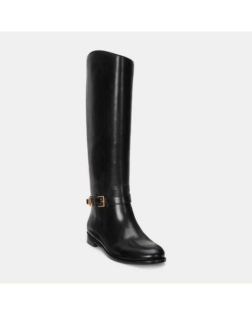 Ralph Lauren Black Brooke Calfskin Tall Boot