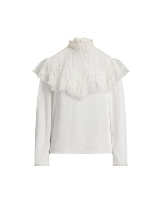 Ralph Lauren Gray Alexandrea Crepe-Back-Satin Blouse