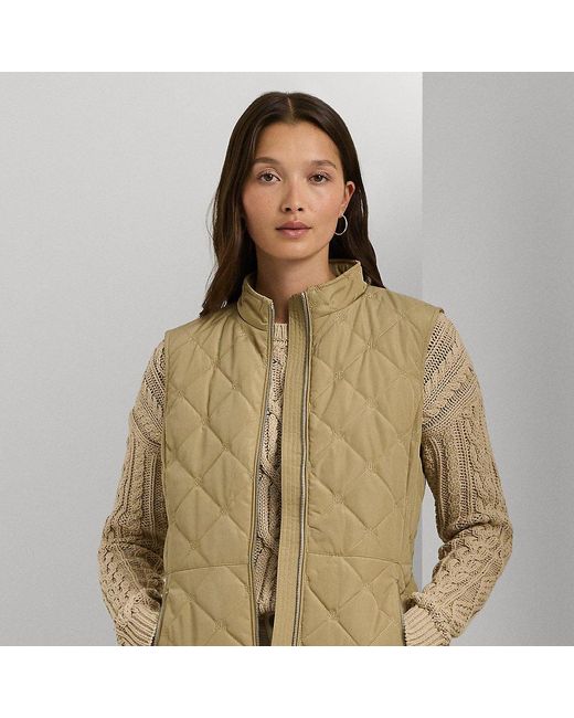 Ralph Lauren Green Logo Diamond-quilted Mockneck Gilet