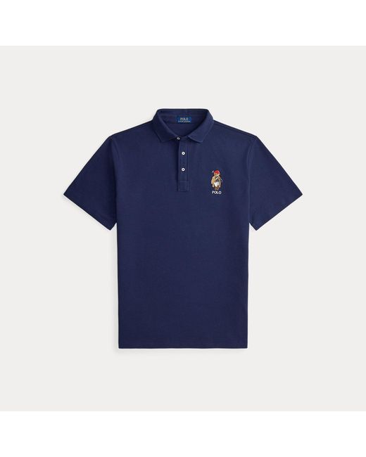 Ralph Lauren Blue Polo Bear Mesh Polo Shirt for men