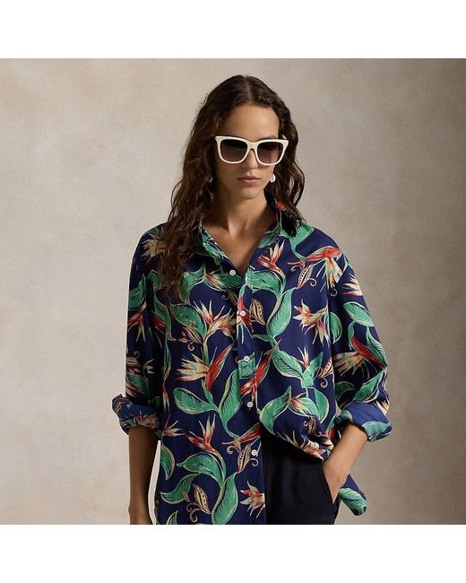 Chemise Fleurie Oversize Fit Polo Ralph Lauren en coloris Blue