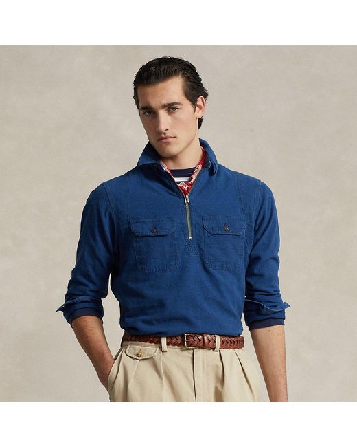 Polo Ralph Lauren Classic Fit Indigo Popover Workshirt in Blue for Men ...