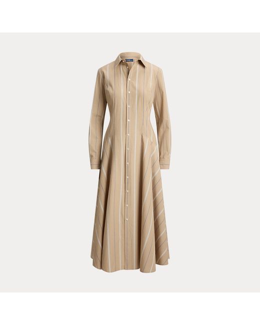 Polo Ralph Lauren Brown Striped Cotton Panelled Shirtdress
