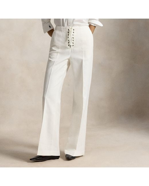 Polo Ralph Lauren White Beaton Cotton-Wool Lace-Up Trouser