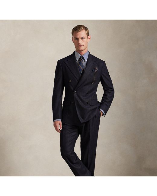 Ralph Lauren Blue Polo Tailored Fit Pinstripe Wool Suit for men