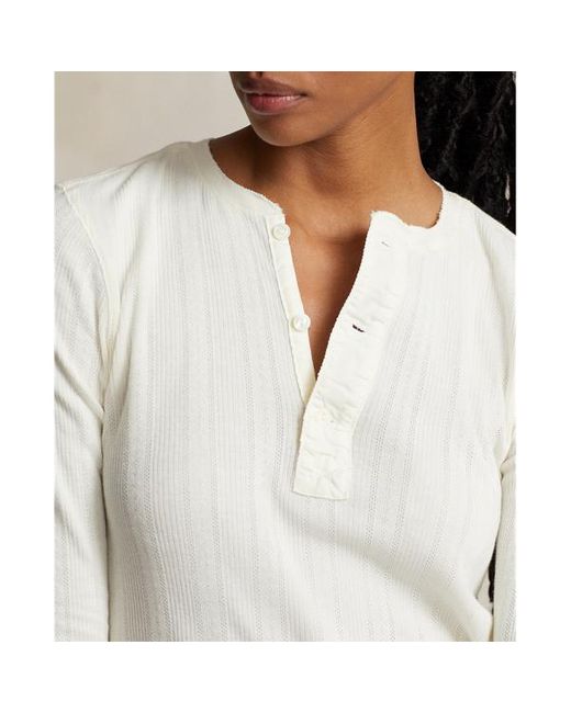 Polo Ralph Lauren White Knit Cotton Henley Shirt