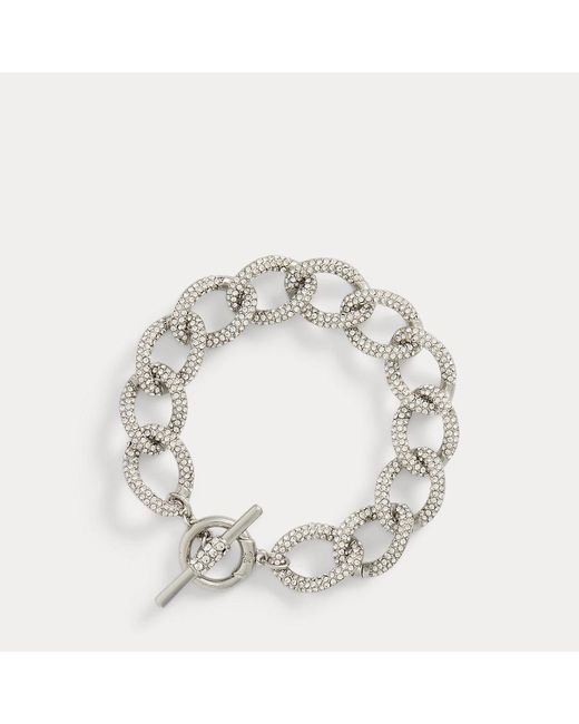 Ralph Lauren Metallic Silver-tone Pavé Link Flex Bracelet