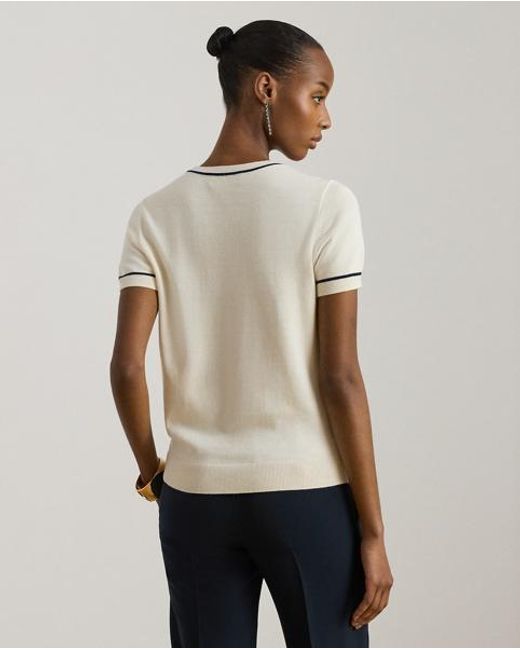 Ralph Lauren Natural Two-Tone Short-Sleeve Jumper