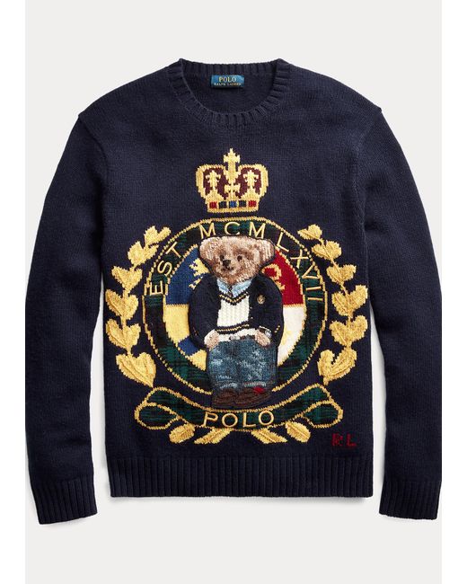 Polo Ralph Lauren Wollpullover mit Crest Bear in Blue für Herren