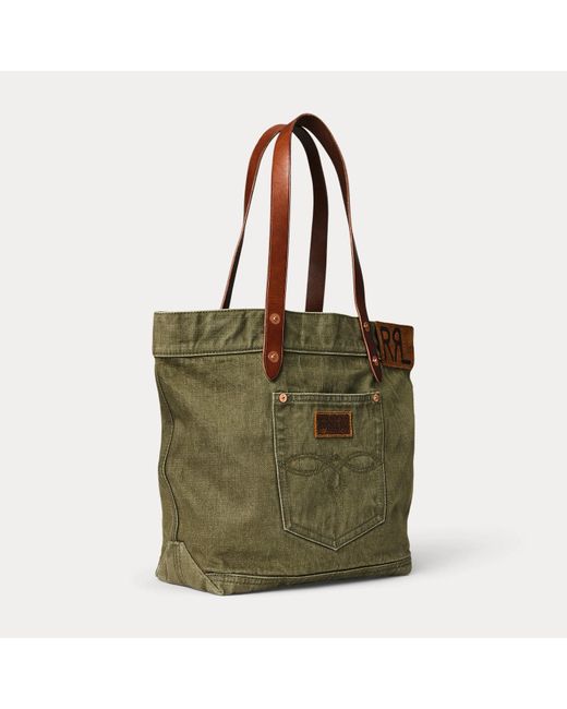 RRL Twill-Tragetasche Mit Lederbesatz in Green für Herren