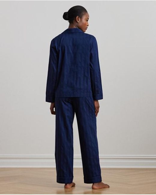 Ralph Lauren Blue Baumwoll-Pyjama Mit Schattenstreifen
