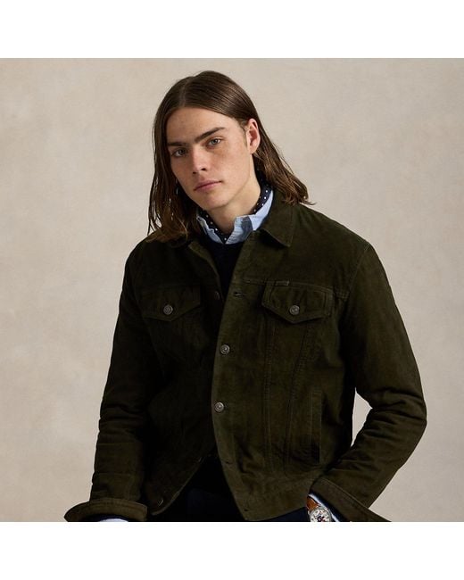 Polo Ralph Lauren Truckerjacke Aus Wildleder in Green für Herren