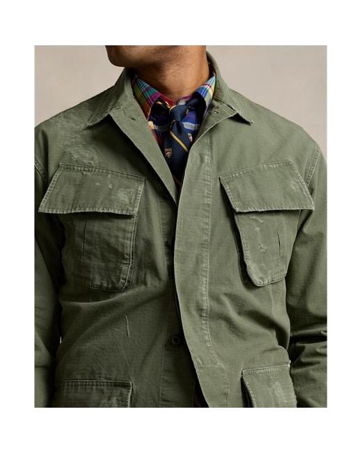 Polo Ralph Lauren Classic Fit Distressed Ripstop Overhemd in het Green voor heren