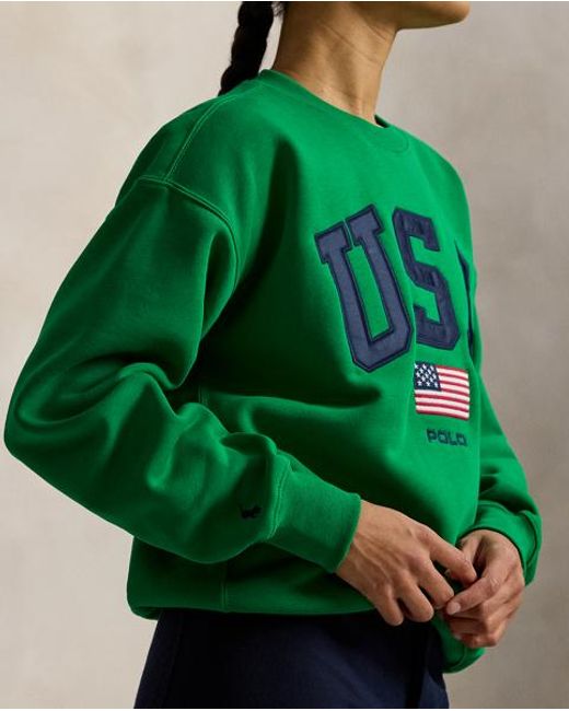 Polo Ralph Lauren Green Vintage Fit Flag Fleece Sweatshirt for men