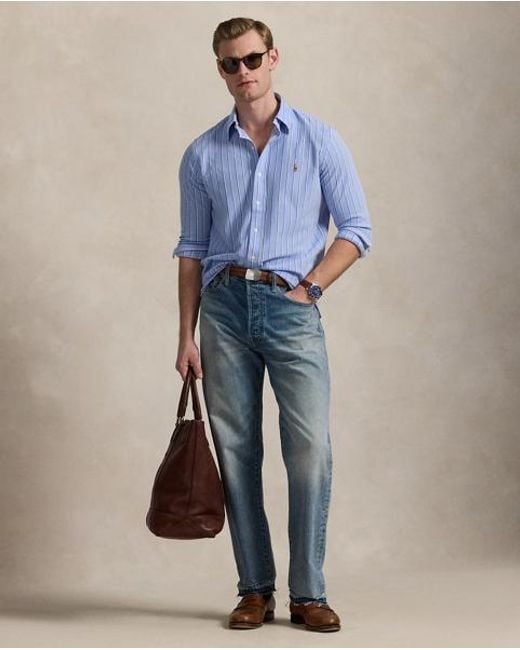 Polo Ralph Lauren Gestreept Gebreid Oxford Overhemd in het Blue voor heren