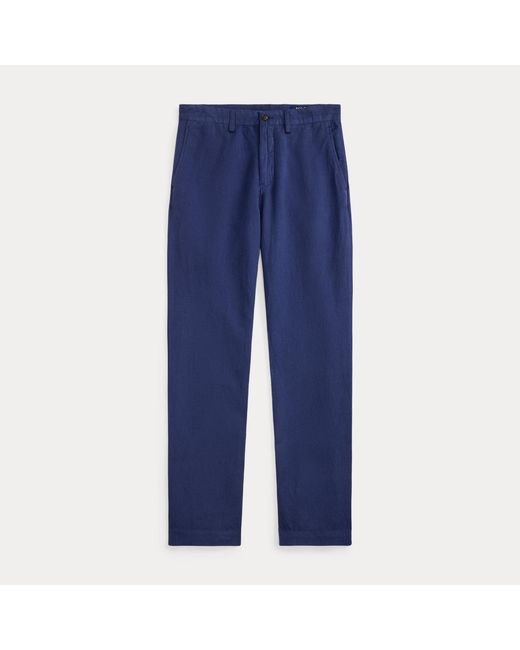 Polo Ralph Lauren Blue Bedford Classic Fit Linen-Cotton Trouser for men