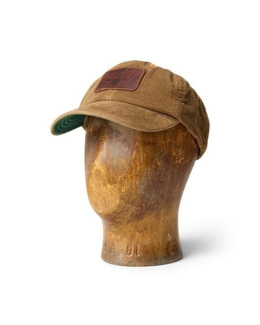 RRL Brown Leather-Patch Corduroy Trucker Cap for men