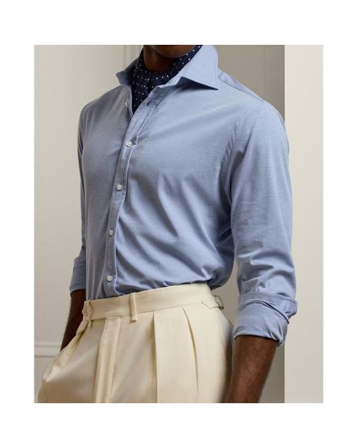 Ralph Lauren Purple Label Blue Stretch Jersey Shirt for men