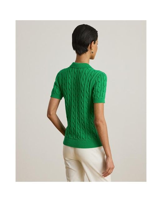 Maglia polo in cotone a trecce di Ralph Lauren in Green