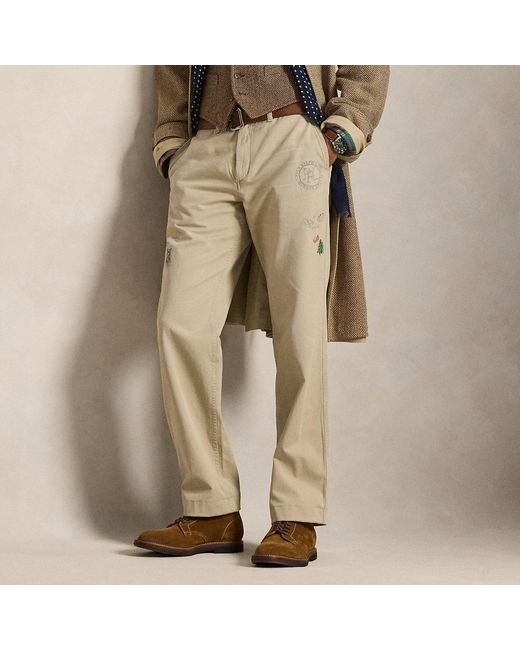 Ralph Lauren Natural Bedford Straight Fit Graphic Pant for men