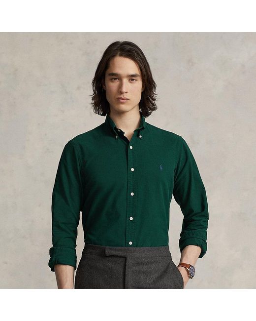 Polo Ralph Lauren Slim Fit Geverfd Oxford Overhemd in het Groen voor heren  | Lyst NL
