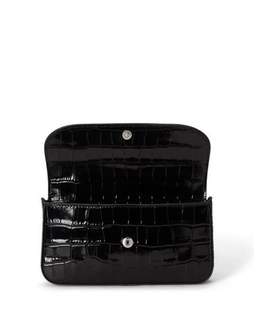 Ralph Lauren Black Croc-Embossed Marcy Crossbody Wallet